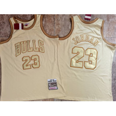 Michael Jordan #23 Stitched Chicago Bulls 1997-98 Hardwood Classics Jersey Beige