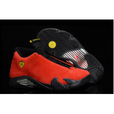 Air Jordan 14 Retro Ferrari Challenge Red Suede Black Vibrant Yellow Shoes
