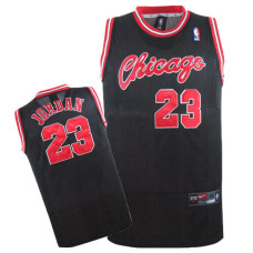 Michael Jordan Authentic Throwback Men's NBA Chicago Bulls Jersey #23 Black Crabbed Typeface