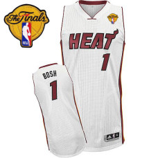 Chris Bosh Authentic White Finals Miami Heat #1 Home Jersey
