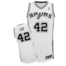 David Lee Authentic White San Antonio Spurs #42 Home Jersey
