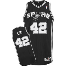 David Lee Authentic Black San Antonio Spurs #42 Road Jersey